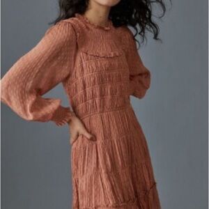 Anthropologie Terracotta Long Sleeve Dress